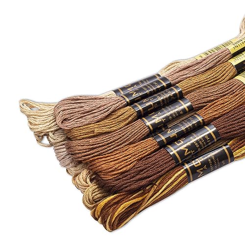 UMC STAG 12 Pieces | Premium Embroidery Thread | 100% Egyptian Cotton Premium Skeins | Cross Stitch Embroidery Floss | Oeko TEX Certified Stranded Cotton (Brown Tones) - Image 2