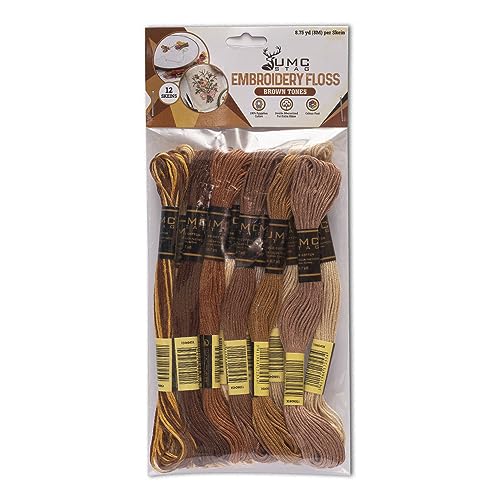 UMC STAG 12 Pieces | Premium Embroidery Thread | 100% Egyptian Cotton Premium Skeins | Cross Stitch Embroidery Floss | Oeko TEX Certified Stranded Cotton (Brown Tones) - Image 3