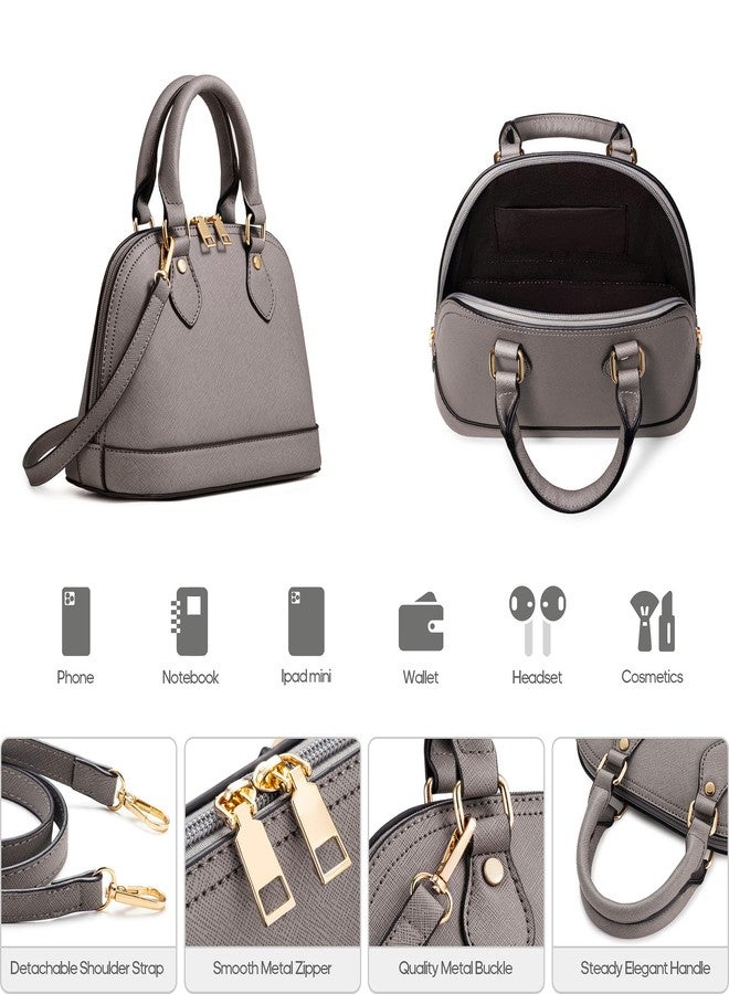 Bagsure مجموعة حقائب يد نسائية أنيقة مكونة من 4 قطع، تشمل حقائب كتف وحقائب حمل وحقائب كروس، هدية مثالية للسيدات والفتيات، لون رمادي، سعة 1.6 لتر. - Image 5