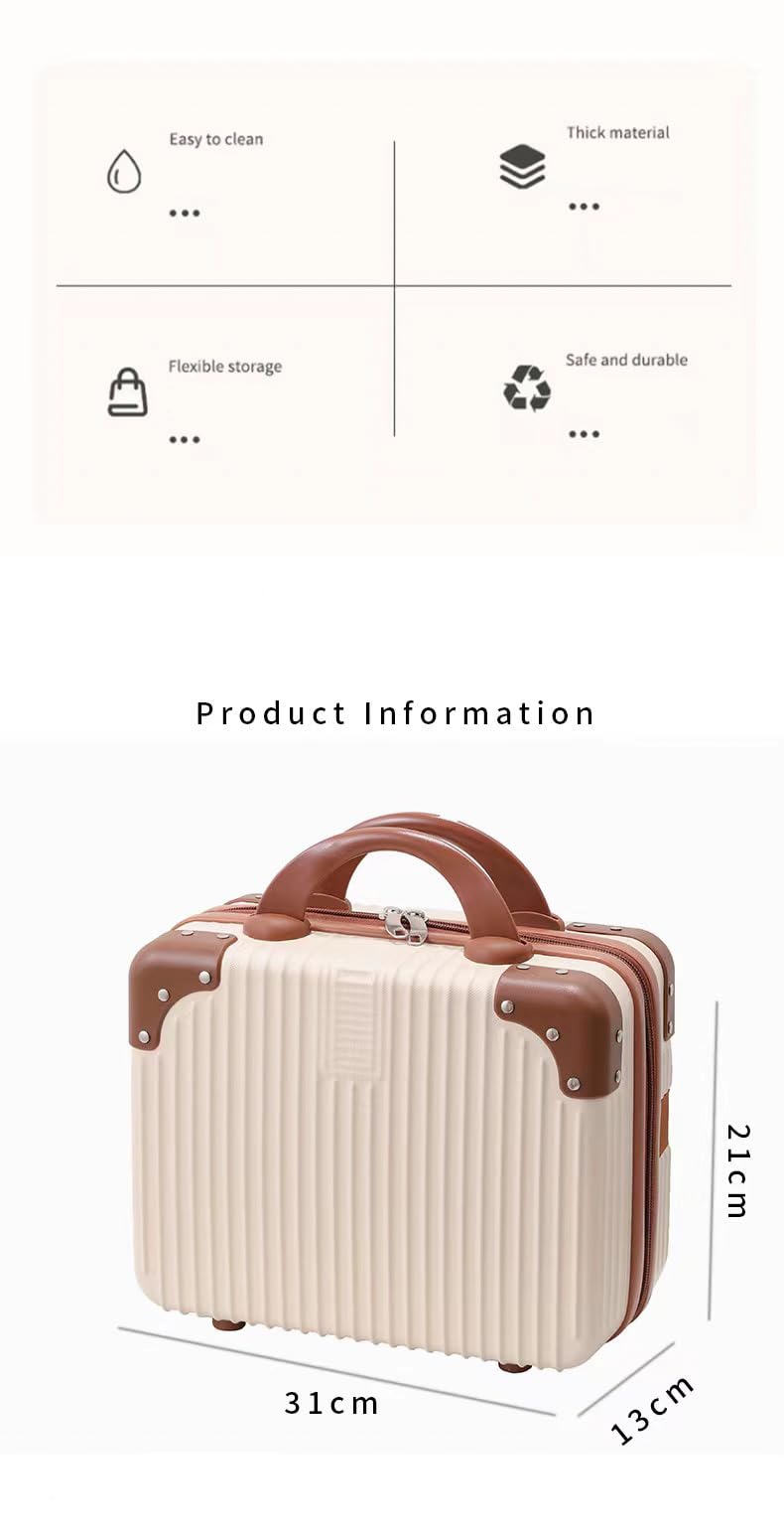 SUNBEET Makeup Case Suitcase, Mini Bag, Mini Hard Shell Travel Luggage, Women Portable Water Proof Carrying Suitcase, Organizer Bag, Small Hard Shell Cosmetic Lugge Bag, Water Proof (B-Cream) - Image 5