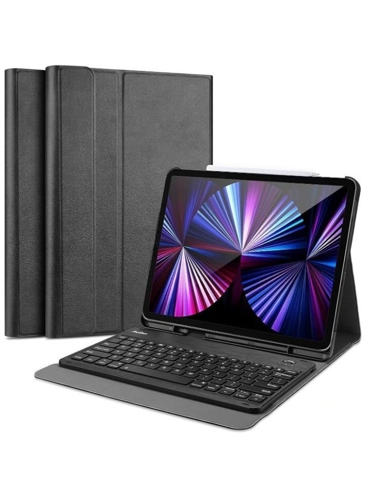 إلترازون حافظة لوحة مفاتيح إلترازون لجهاز iPad 10.2 الجيل التاسع 2021، الجيل الثامن 2020، الجيل السابع 2019 - لوحة مفاتيح لاسلكية قابلة للفصل مغناطيسيًا، حافظة فوليو مع حامل، ميزة السكون/التنشيط التلقائي، حماية كاملة، لون أسود