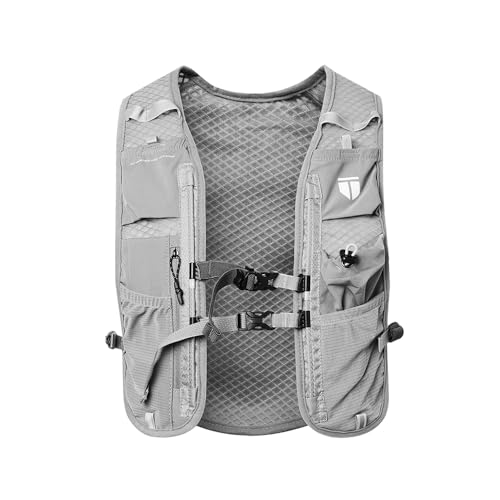 TEGO Pacer Trail Hydration Vest | Hydration Pack for Running & Hiking | Adjustable Running Vest with Storage, Reservoir Pouch & Reflective Details | Compatible with Soft Flasks & 2L Bladder (Grey) - Image 1