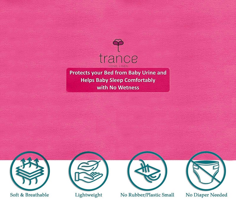 Trance Quick Dry - Soft Bed Protector Waterproof Baby Cot Sheet - (Small-70x50 cm,Berry Pink) - Image 5