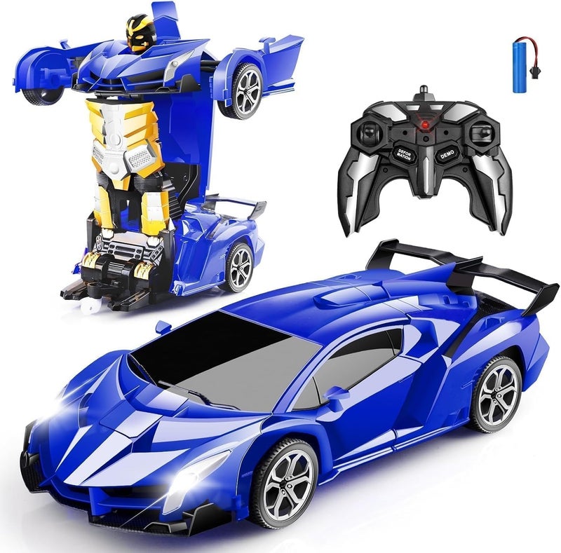 Amitasha Transform Remote Control Car 2-in-1 Convertible Robot Car – One Click Deformation RC Car for Kids Boys with Rechargeable Battery Birthday Gifts - Image 1