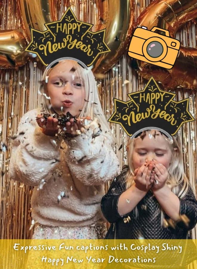 Feelings تاج مشاعر سنة جديدة سعيدة - أسود وذهبي - مجموعة من 3 - Image 4