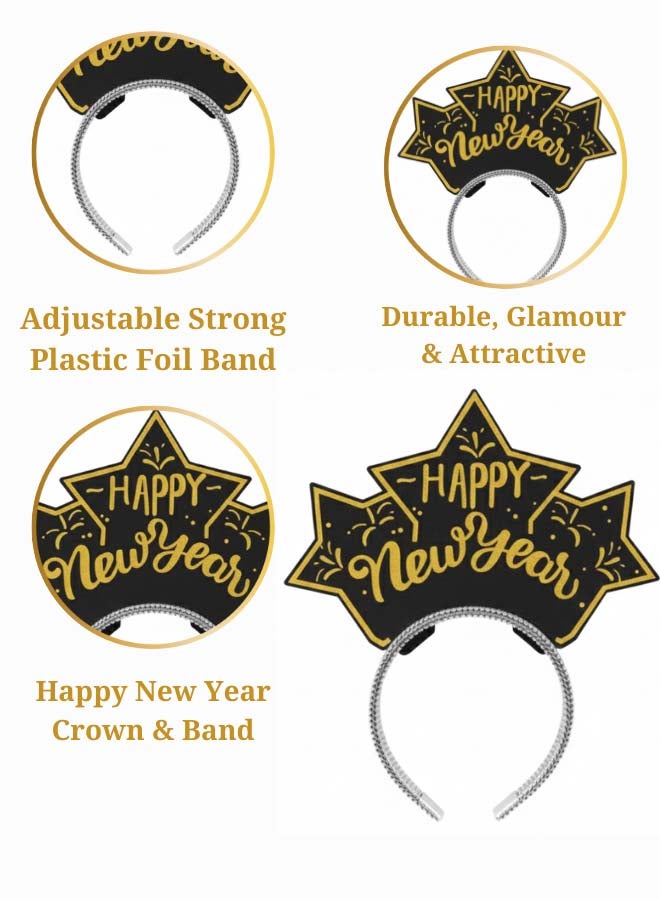 Feelings تاج مشاعر سنة جديدة سعيدة - أسود وذهبي - مجموعة من 3 - Image 3