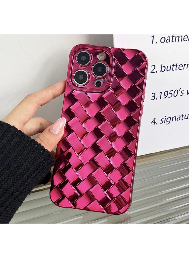 Case For iPhone 15 Pro Max Retro Weave Texture Electroplating Phone Case