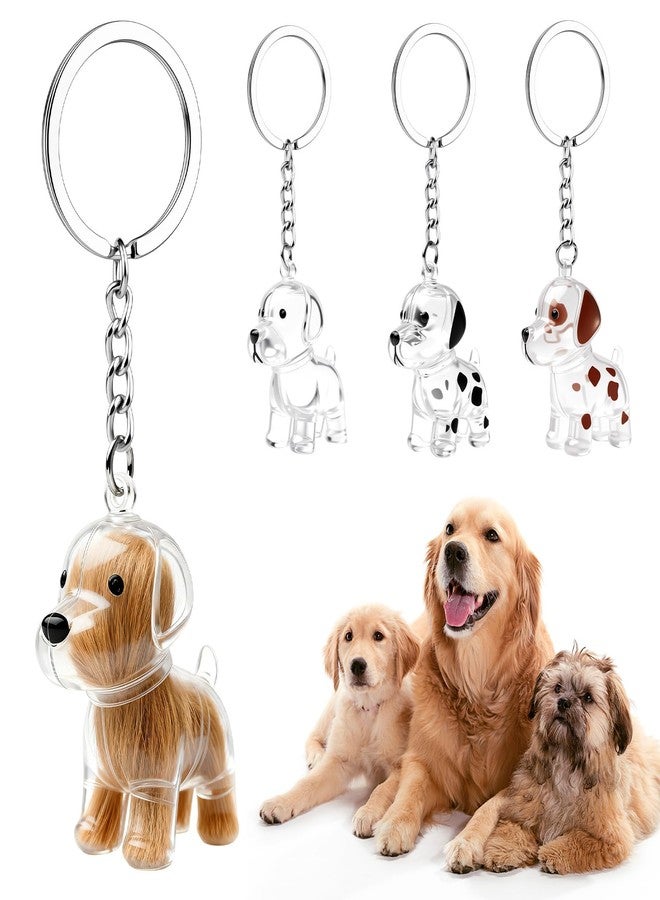 LUSTRIB 4 Pcs Dog Hair Collector Keychain, Transparent Pet Hair Storage Memory Capsule with Portable Keychain, Cute Pet Fur Memorial Keepsake Gift for Pet Lovers - Image 1