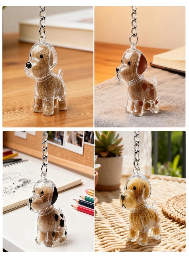 LUSTRIB 4 Pcs Dog Hair Collector Keychain, Transparent Pet Hair Storage Memory Capsule with Portable Keychain, Cute Pet Fur Memorial Keepsake Gift for Pet Lovers - Image 4