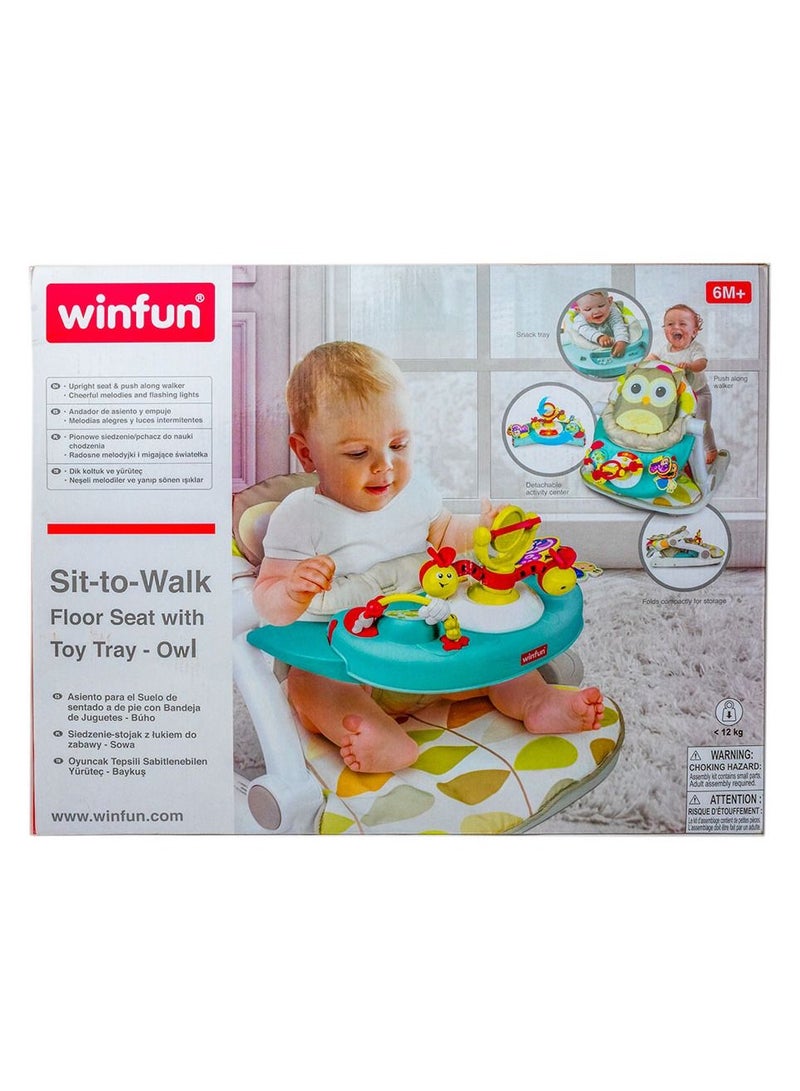 WinFun WinFun - Sit To Walk Floor Seat With Toy Tray Owl - 805200  - Image 1