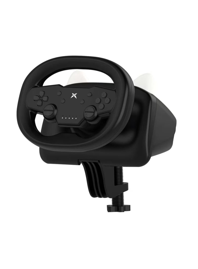 بلوتوث سباق عجلة القيادة مع التحول الهاتفي ، نينتندو التبديل ، وأجهزة الكمبيوتر ، PS4 ، PS3 ، دائرة الرقابة الداخلية / الروبوت الهاتف ، قرص لاسلكي سلكي وضع مزدوج عجلة القيادة ، أسود - Image 1
