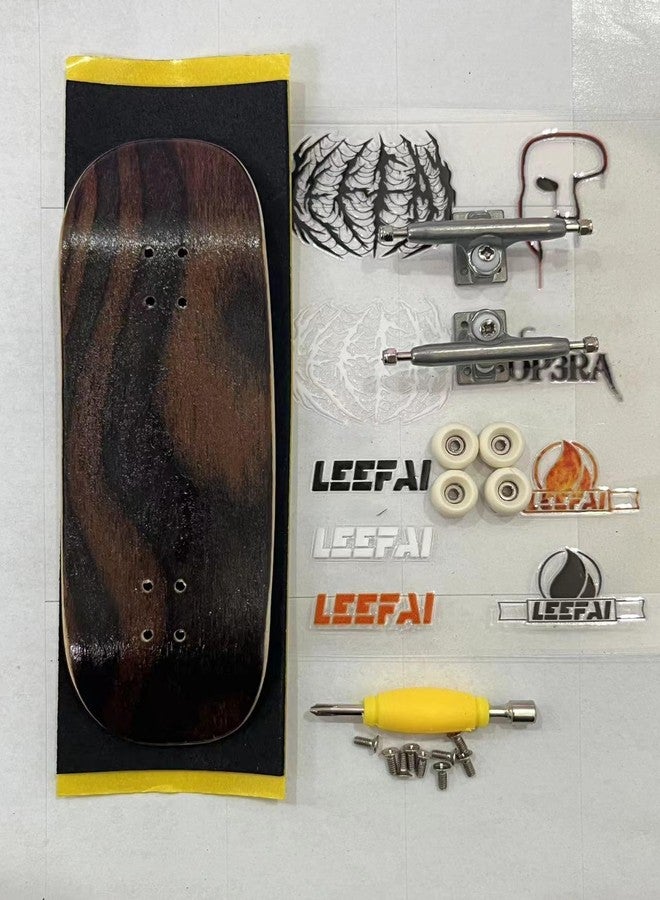 LEEFAI Pro Wooden Fingerboard Complete Set, 34x96mm, 5-Ply Maple Deck with leefai g4 Trucks and Urethane 65d Mini Skateboard Wheels - Image 2