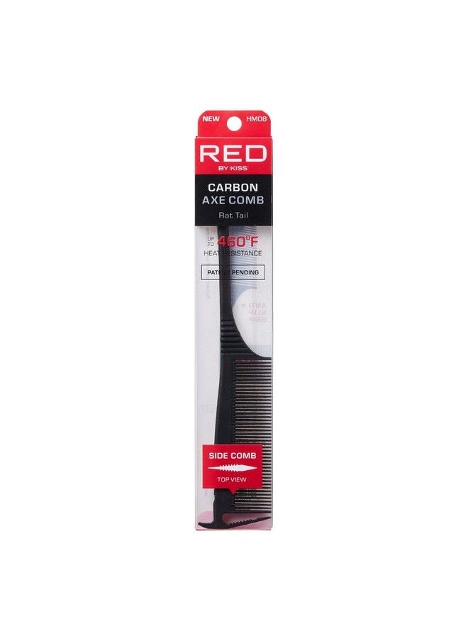 Red by Kiss Carbon Axe Comb Parting Comb Anti Frizz Heat Resistant Hair Comb (Rat Tail)  - Image 2