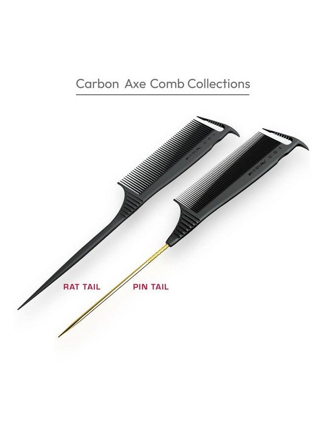 Red by Kiss Carbon Axe Comb Parting Comb Anti Frizz Heat Resistant Hair Comb (Rat Tail)  - Image 5