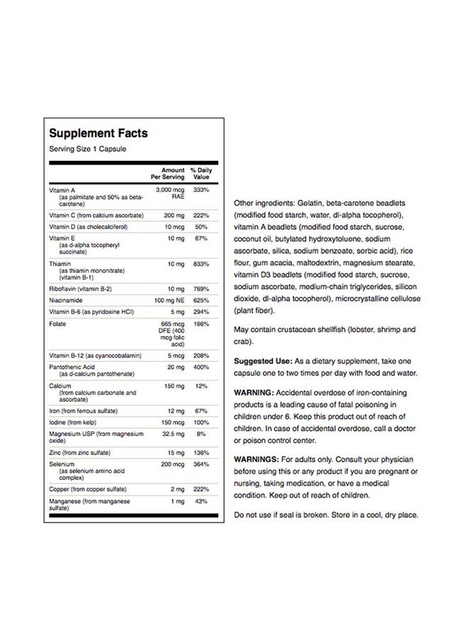 SWANSON Multi And Mineral Daily Men'S Women'S Multivitamin Multimineral Health Supplement 250 Capsules (Caps) - Image 4