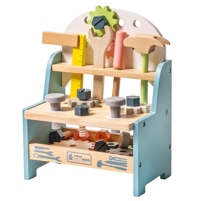 ROBUD Mini Wooden Play Tool Workbench Set for Kids Toddlers Montessori Toys for 3 4 5 Years Old Boys Girls - Image 4