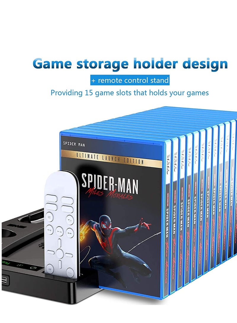 PS5 Stand and Cooling Station for PS5 Games, Vertical Cooling Fan Stand with Charging Dock for PS5 with 15 Games Storage - Image 3