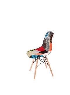 Galaxy Design Galaxy Design Modern Dining Chair Plastic Shell With Fabric & Wooden Legs Blue+Orange Color Size (L x D x H) 41 x 40 x 83cm Model- JEAM3  - Image 1