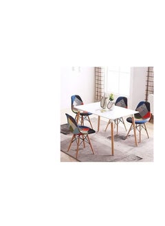 Galaxy Design Galaxy Design Modern Dining Chair Plastic Shell With Fabric & Wooden Legs Blue+Orange Color Size (L x D x H) 41 x 40 x 83cm Model- JEAM3  - Image 5