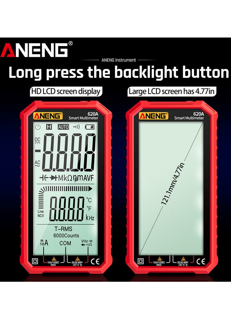 ANENG ANENG 4.7-Inch LCD Display AC/DC Digital Multimeter Ultraportable True-RMS Multimeter Auto-Ranging Multi Tester with Amp Volt Ohm Capacitance Continuity Temperature Frequency Diode Tests NCV Tester  - Image 4