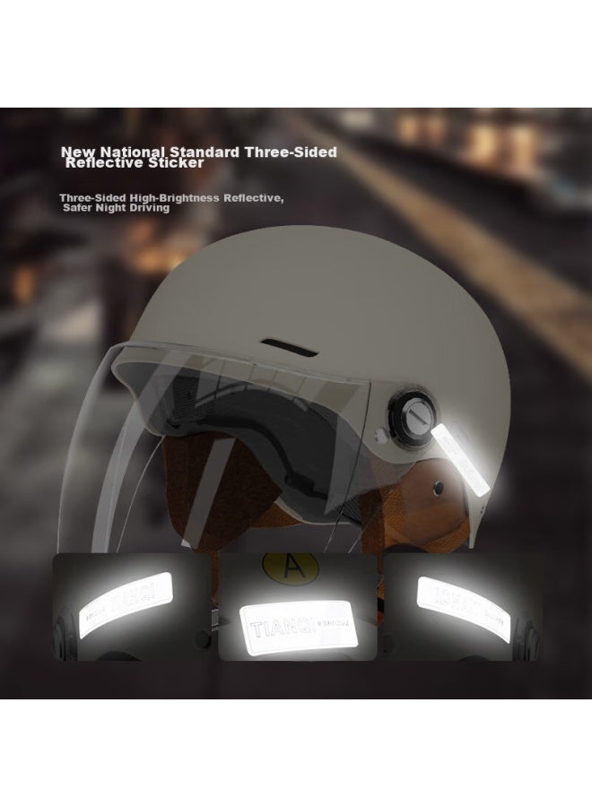 Tianqi Helmet, Electric Vehicle Helmet New National Standard A-class 3c Certified Motorcycle Electric Scooter Safety Helmet Cap For Men And Women, Winter Half Helmet All Seasons Universal, Black - Image 5