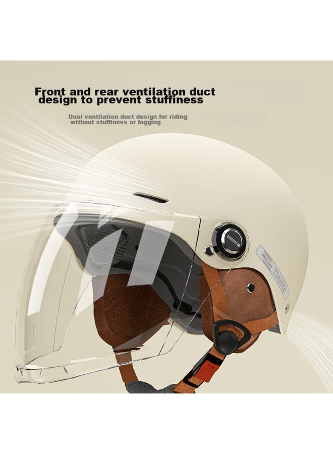 Tianqi Helmet, Electric Vehicle Helmet New National Standard A-class 3c Certified Motorcycle Electric Scooter Safety Helmet Cap For Men And Women, Winter Half Helmet All Seasons Universal, Black - Image 4