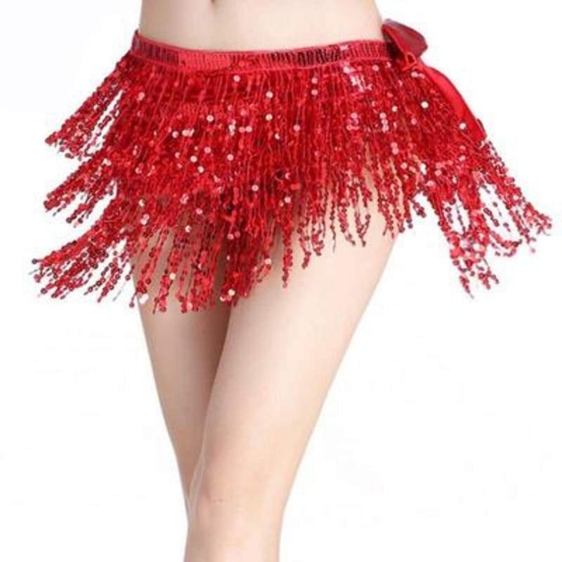 Vritraz Women's Chiffon Belly Dance Hip Scarf Waistband Belt Skirt with Ringy Golden Coins (Pack of 4) - Image 2