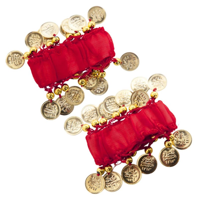 Vritraz Women's Chiffon Belly Dance Hip Scarf Waistband Belt Skirt with Ringy Golden Coins (Pack of 4) - Image 5
