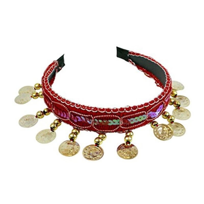 Vritraz Women's Chiffon Belly Dance Hip Scarf Waistband Belt Skirt with Ringy Golden Coins (Pack of 4) - Image 4