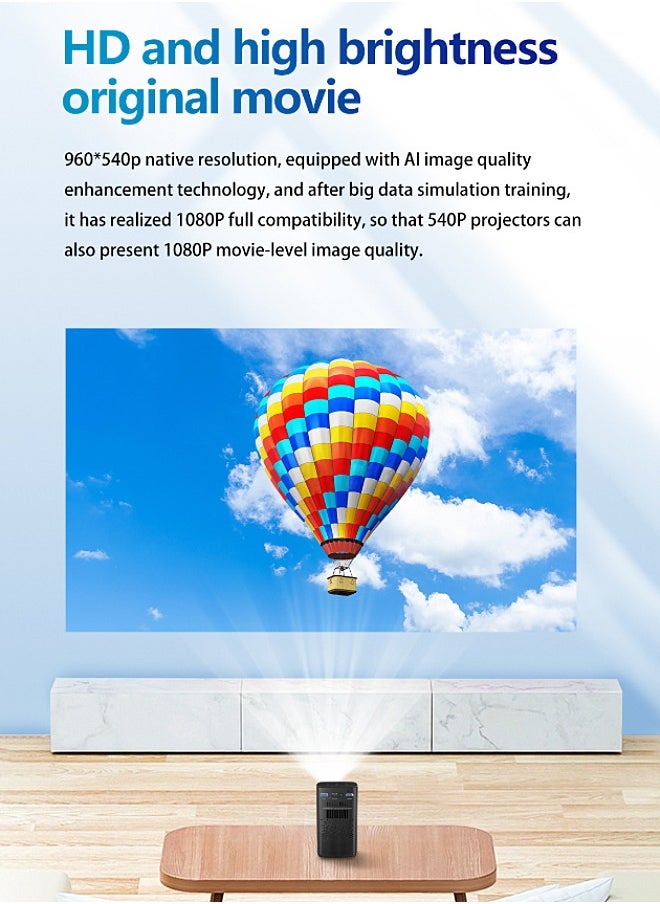 Mi VAZA - DLP Wireless Portable Projector - Built-in 8000mAh Battery - Support 120 Inches - HD Projection - Support 4K - Mini Home Theater - Portable Mobile Cinema - Compatible with HDMI/TV BOX/PS5/Laptop/Game Console - Image 1