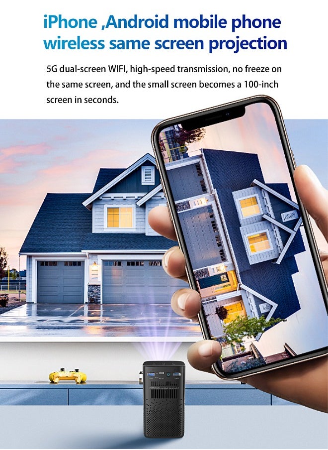 Mi VAZA - DLP Wireless Portable Projector - Built-in 8000mAh Battery - Support 120 Inches - HD Projection - Support 4K - Mini Home Theater - Portable Mobile Cinema - Compatible with HDMI/TV BOX/PS5/Laptop/Game Console - Image 1