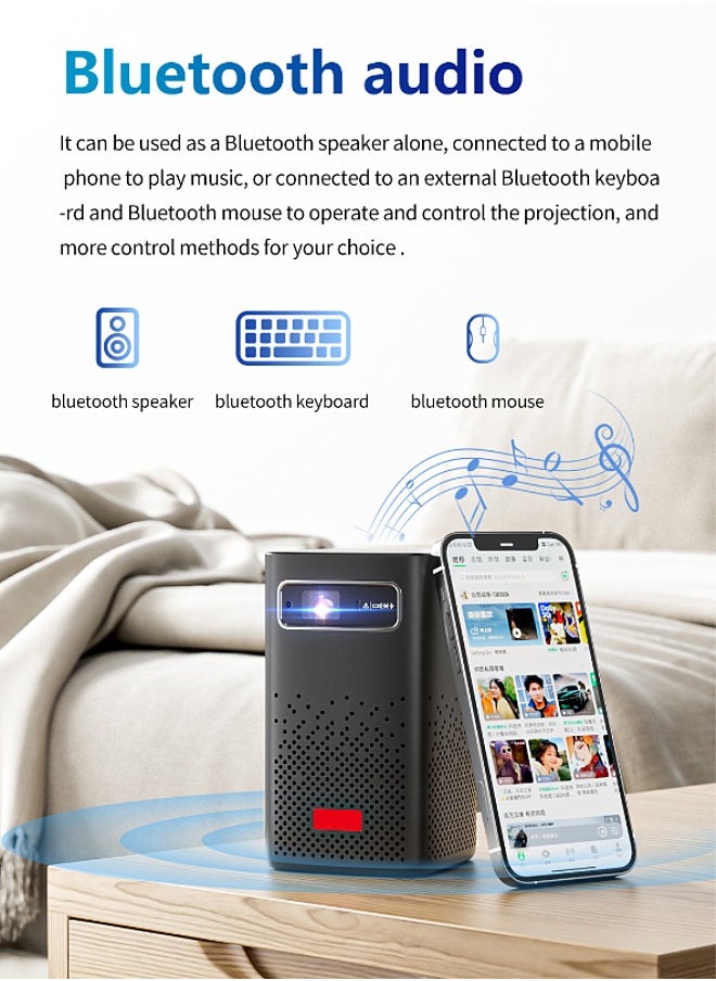 Mi VAZA - DLP Wireless Portable Projector - Built-in 8000mAh Battery - Support 120 Inches - HD Projection - Support 4K - Mini Home Theater - Portable Mobile Cinema - Compatible with HDMI/TV BOX/PS5/Laptop/Game Console - Image 1