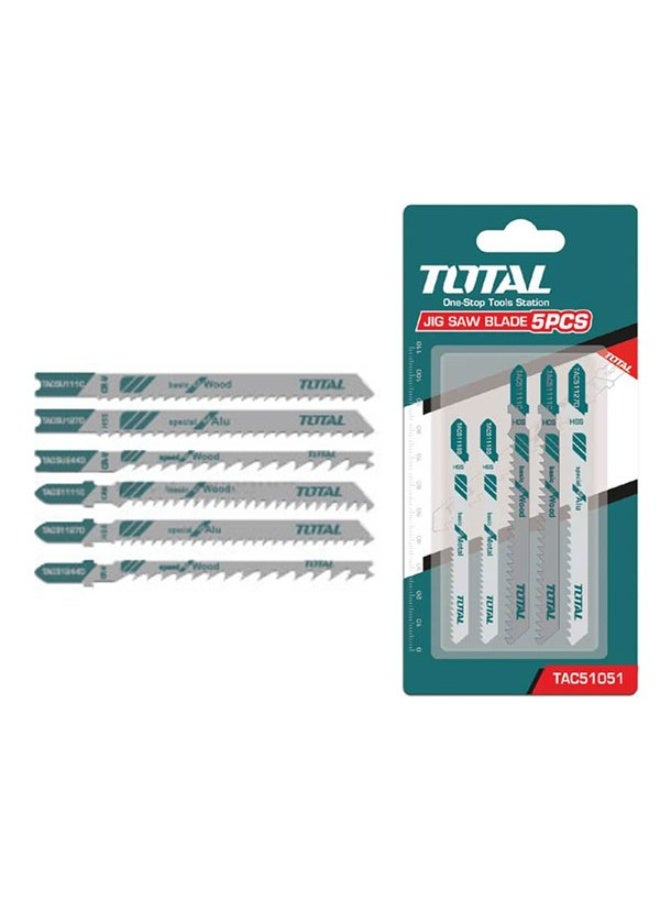 TOTAL Jig Saw Blade Set – 5-Piece High-Performance Blades for Wood, Metal, and Plastic Cutting – Universal Fit for DIY & Professional Use