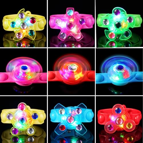 Effacera 24 Pack Light Up Fidget Spinner Bracelet Party Favors for Kids 48 812 Glow in the Dark Halloween Goodie Bags Stuffers for Kids Treasure Box Toys Classroom Prizes Stocking Stuffers Birthday Gift - Image 5
