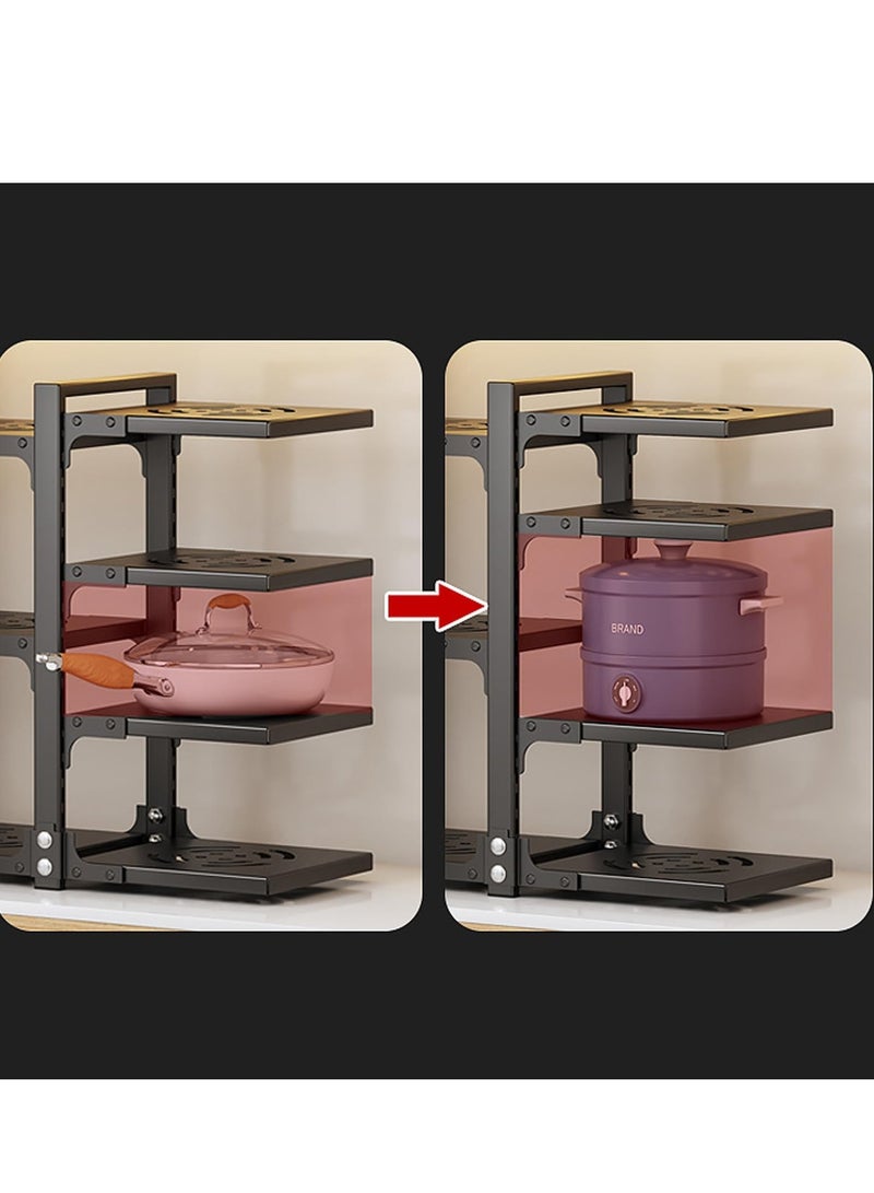 TYCOM Pots and Pans Organizer for Cabinet, Kitchen Organizer and Storage Rack, Space Saving Stand with Adjustable Dividers, 2 Layer Single Sided With Panel Black. - Image 3