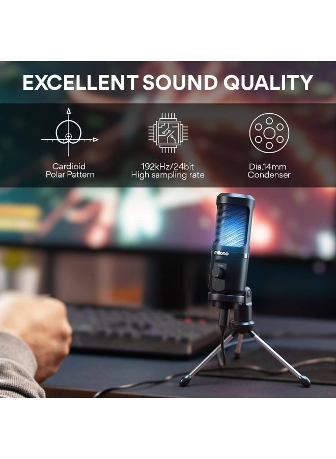 ماونو ميكروفون MAONO Maonocaster AU-PM461TR USB للألعاب مع ضبط المكروفون للبث والتسجيل للبث المباشر واليوتيوب PS4 PS5 – أسود - Image 5