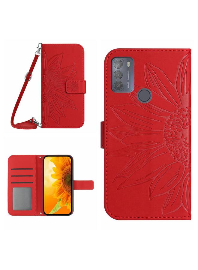 اس-توب جراب لهاتف Motorola Moto G50 مصنوع من الجلد بتصميم زهرة الشمس مع حبل تعليق - Image 1