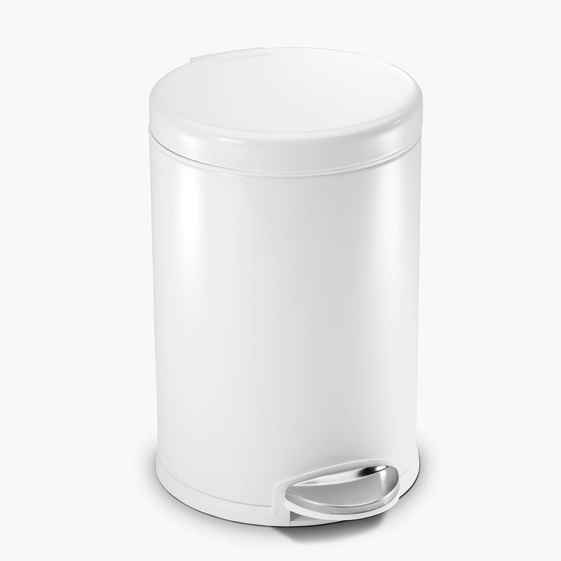 simplehuman 4.5 Liter Bathroom Trash Can, White Steel - Image 1