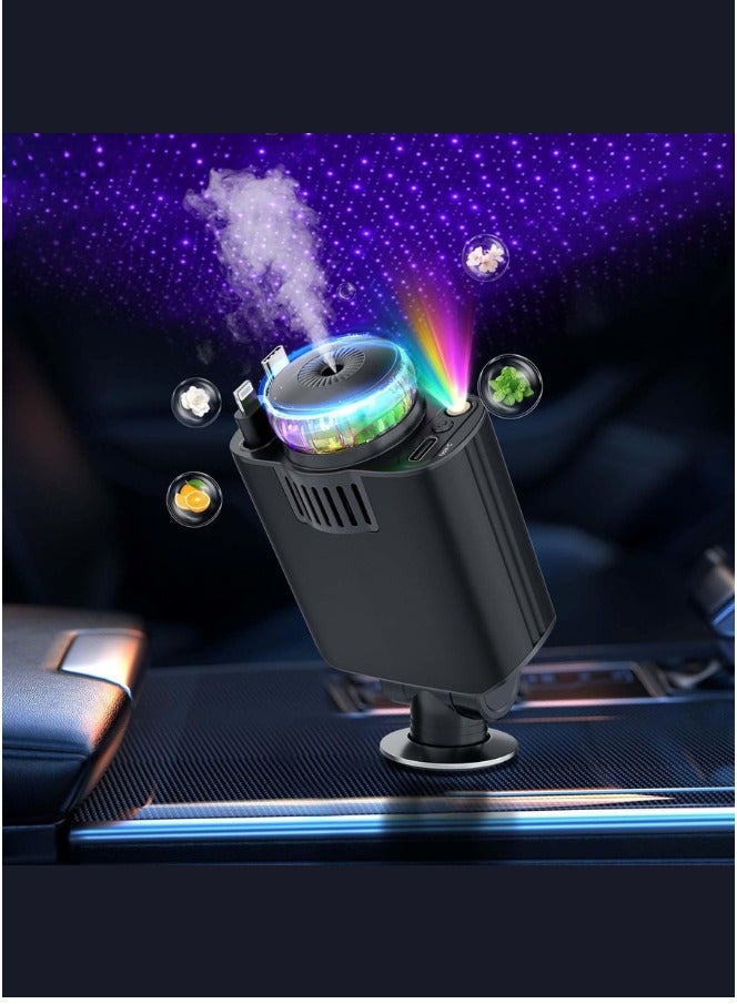 45W 5-in-1 Retractable Car Charger with Starlight & Air Freshener | PD 30W Fast Charging for iPhone 16/15/14/13/12/11 & Android | USB-C & QC3.0 Quick Charge Car Adapter | Fireproof PC Build | Multi-Port Universal Car Charger for Travel & Daily Use - Image 2