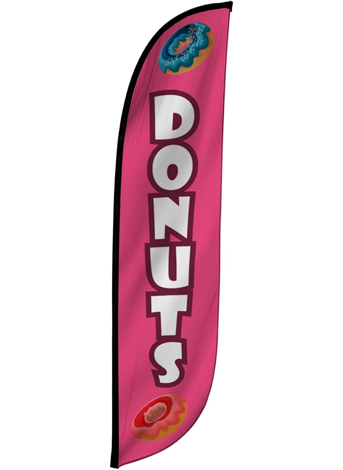 LookOurWay LookOurWay Feather Flag Banner  12 Feet Tall Advertising Flags for Outdoor Business and Events Promotion  Swooper Flag Only  Cafe Flags  Donuts 10M1200142  - Image 1