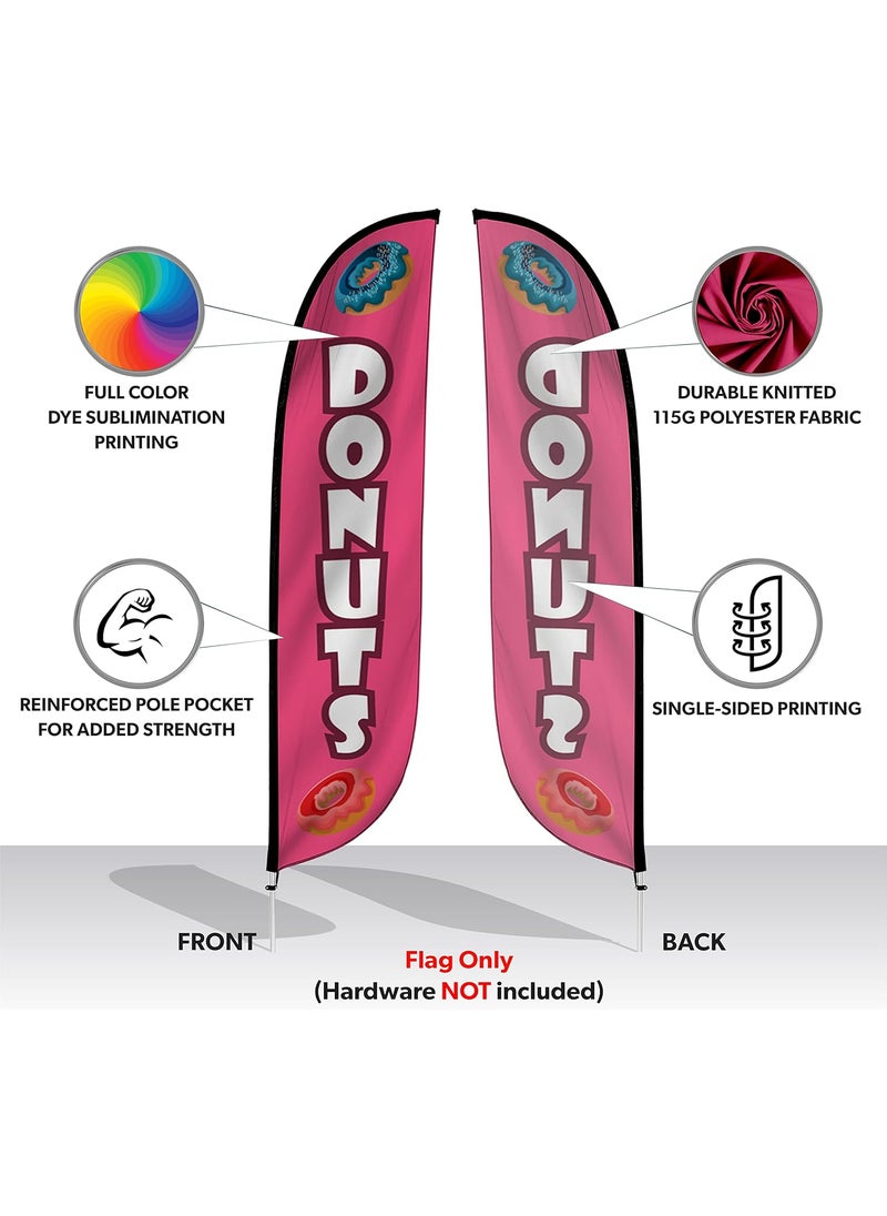 LookOurWay LookOurWay Feather Flag Banner  12 Feet Tall Advertising Flags for Outdoor Business and Events Promotion  Swooper Flag Only  Cafe Flags  Donuts 10M1200142  - Image 2
