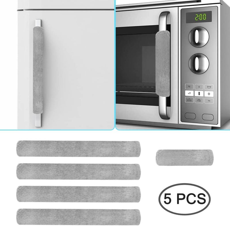 lyfLux 5Pcs Refrigerator Door Handle Covers, Washable Kitchen Appliance Decor Handles Fridge Oven Microwave Dishwasher Antiskid Protector Keep Off Liquid Stain Dirty Fingerprints (Gray) - Image 2
