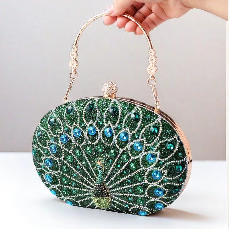 2025 New Peacock Diamond Dinner Bag Retro Style Clutch Bag Party Bag Dress Clutch Bag - Image 5