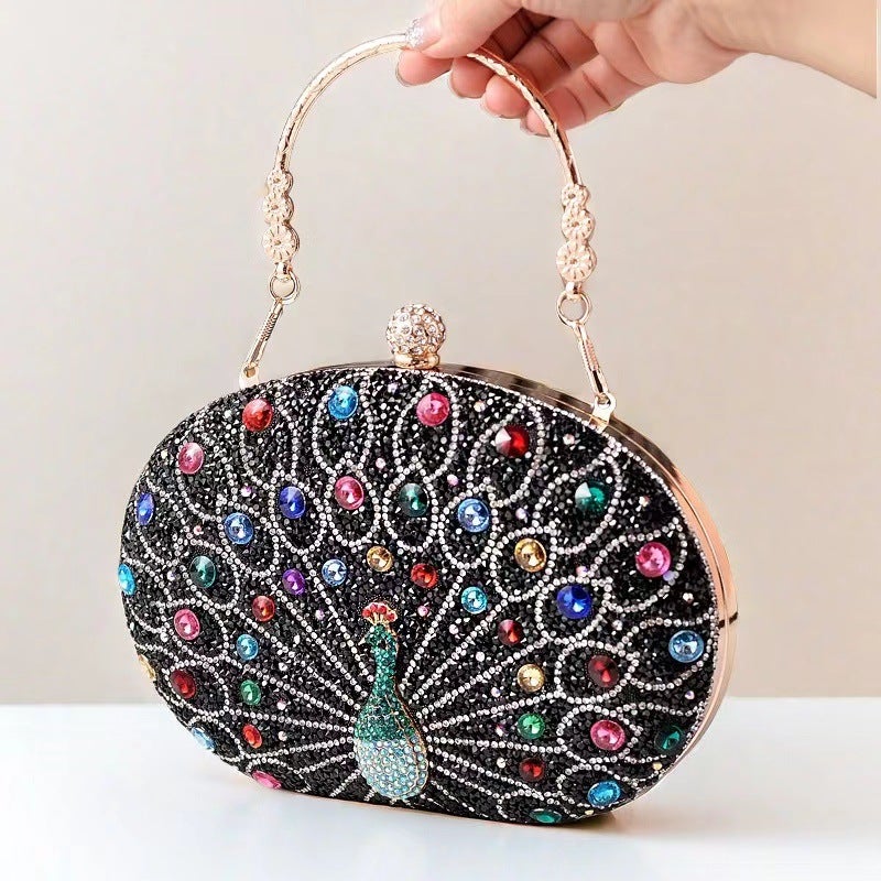 2025 New Peacock Diamond Dinner Bag Retro Style Clutch Bag Party Bag Dress Clutch Bag - Image 1