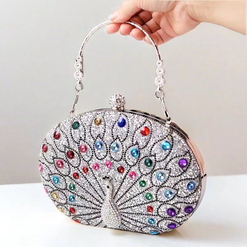 2025 New Peacock Diamond Dinner Bag Retro Style Clutch Bag Party Bag Dress Clutch Bag - Image 2