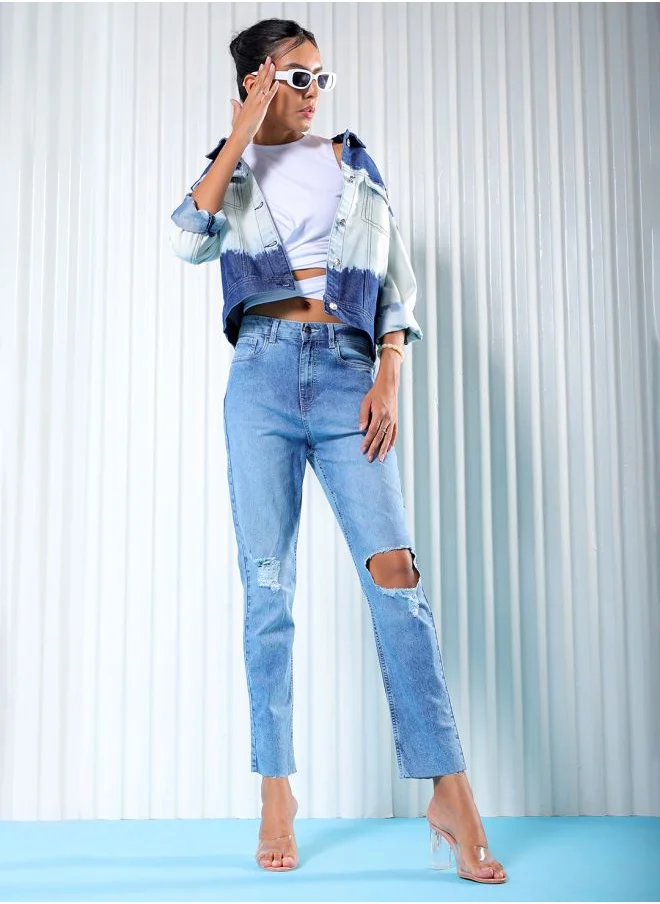 مرفوعة Women Straight Fit Solid High-Rise Jeans