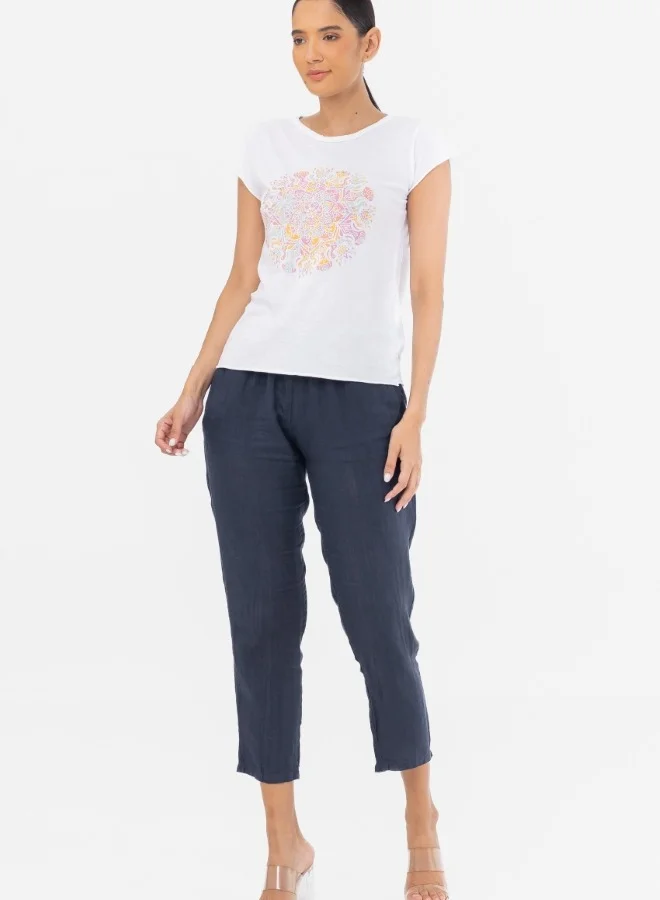 HaILYS Mandala Heart Graphic Short Sleeve T-Shirt - White