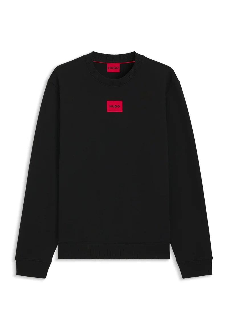 HUGO Black Cotton-terry sweatshirt with logo label for Men | Best Price UAE