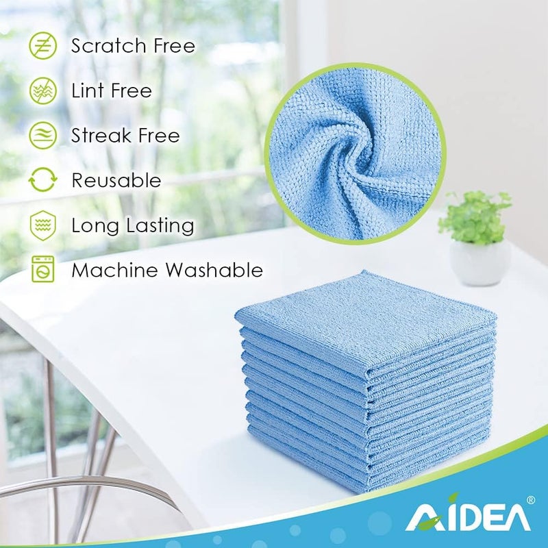 AIDEA Microfibre Cleaning Cloths - Lint Free, Highly Absorbent, Washable Towels (Pack of 10, 30x30 cm, Blue) - Image 5
