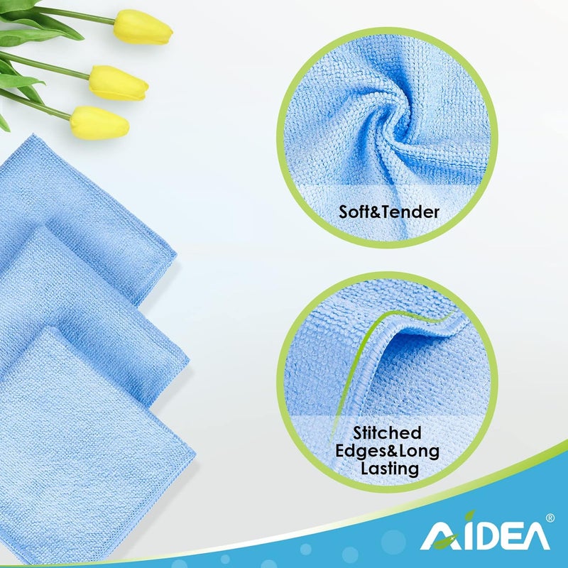 AIDEA Microfibre Cleaning Cloths - Lint Free, Highly Absorbent, Washable Towels (Pack of 10, 30x30 cm, Blue) - Image 4